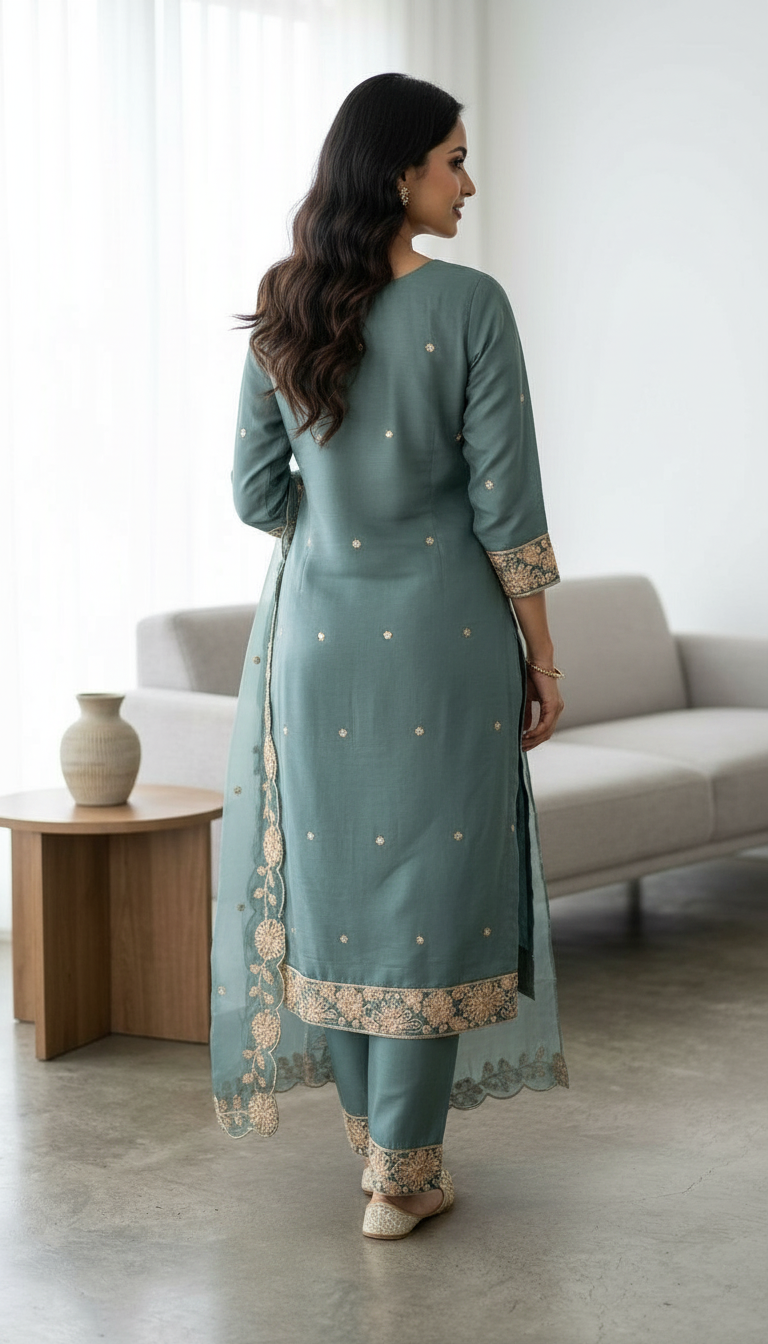 Fancy Embroidered Work Stylish Stitched Suit - A08827 / HC002561 view 5