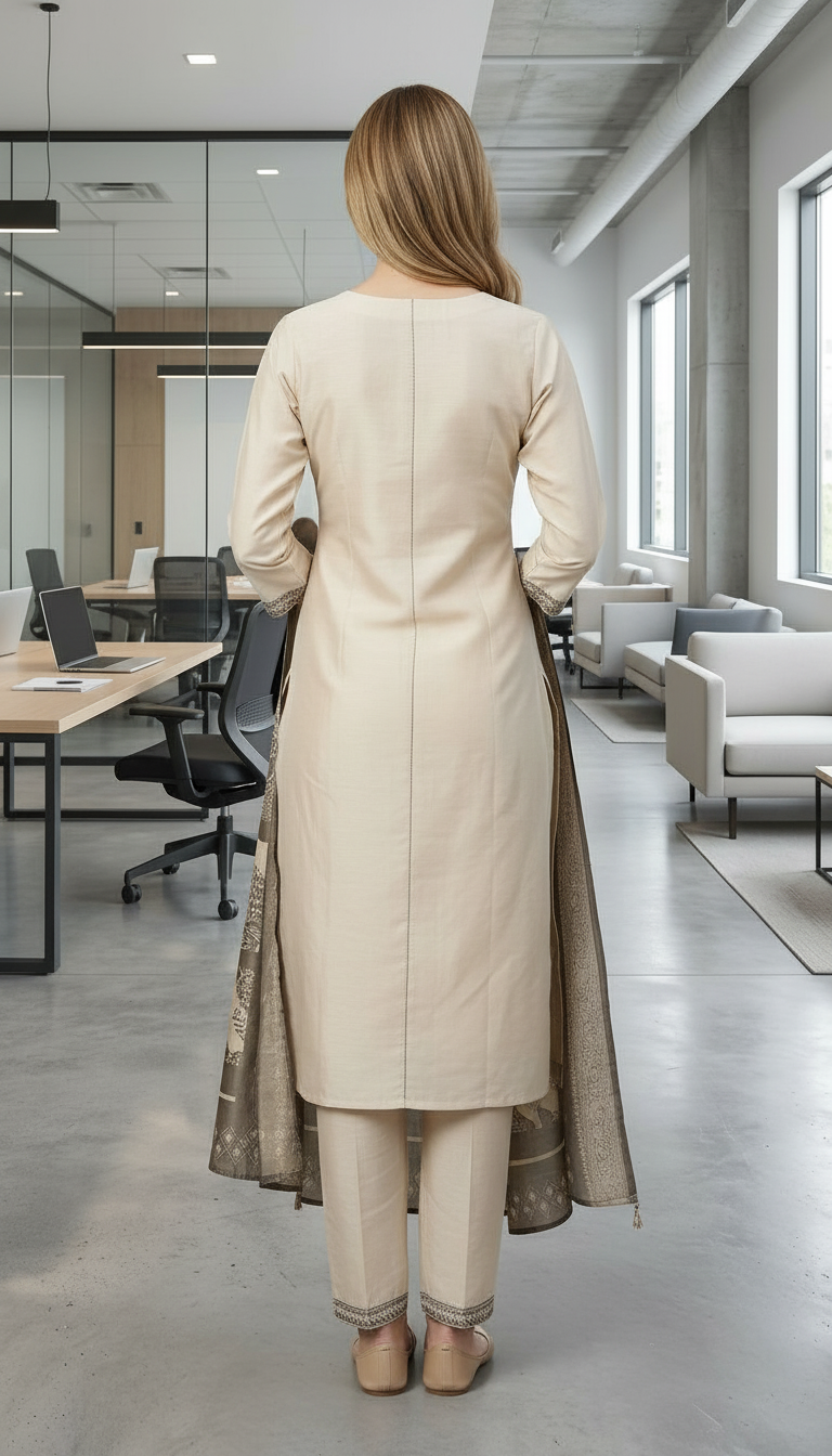 Pure Cotton Silk Stylish Stitched Suit - 3114 / HC002569 view 4