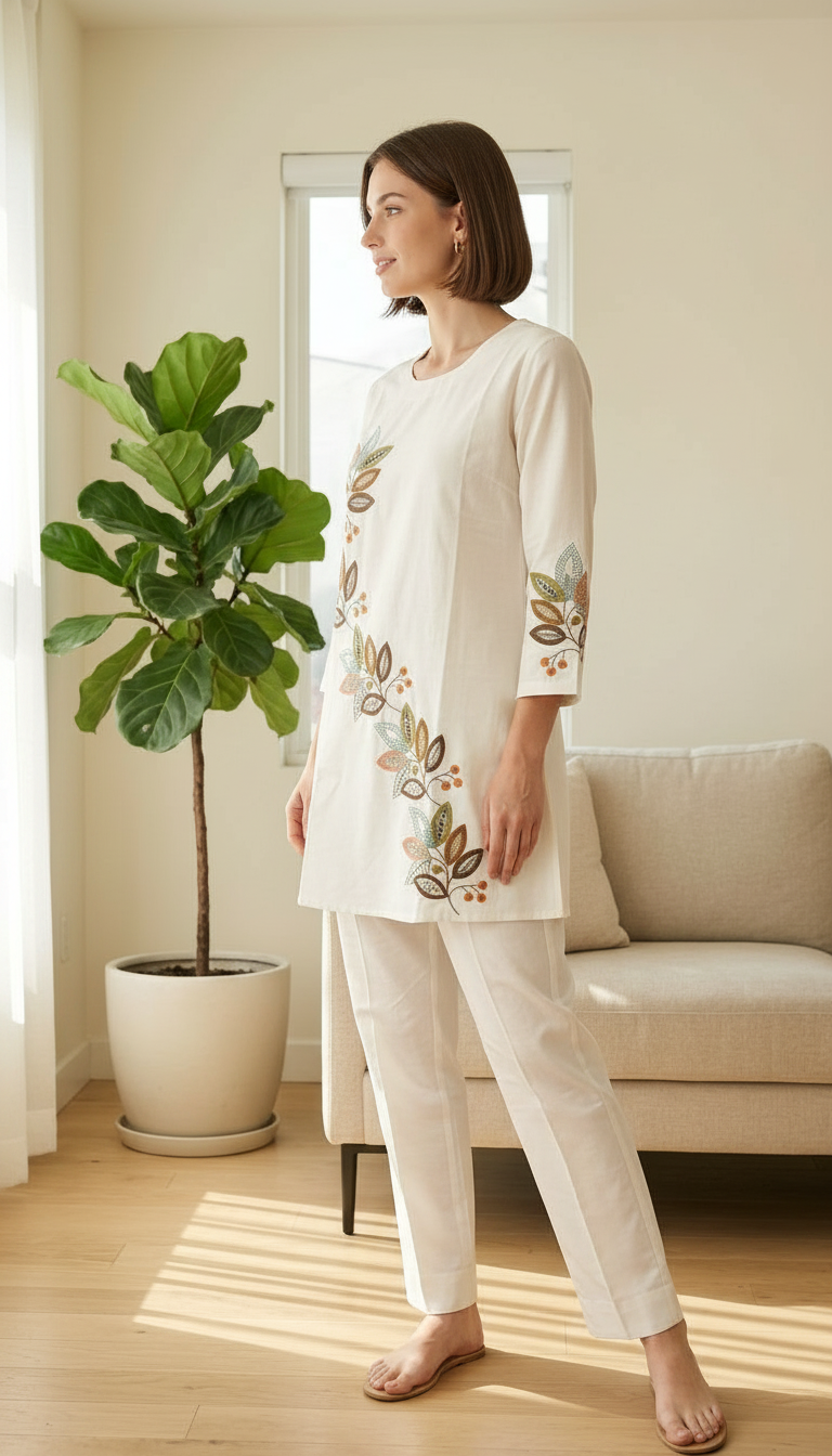 Stylish Embroidered Cotton Cord Set - SS116 A / HC002584 view 2