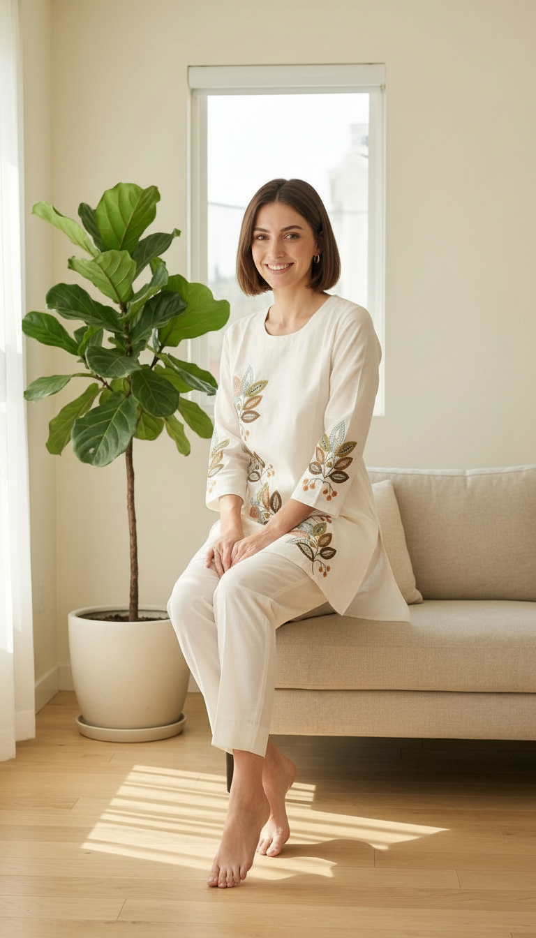 Stylish Embroidered Cotton Cord Set - SS116 A / HC002584 view 5