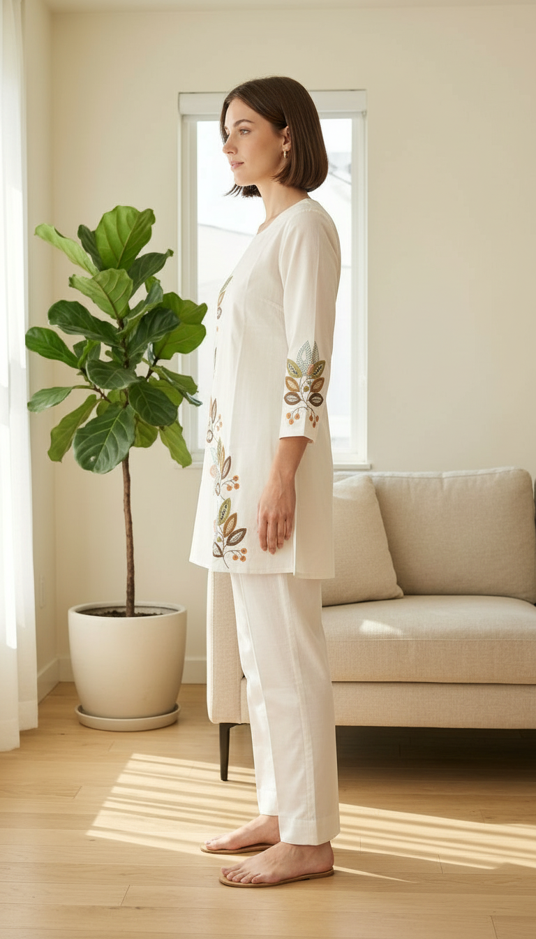 Stylish Embroidered Cotton Cord Set - SS116 A / HC002584 view 3