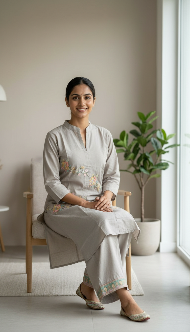 Embroidered Soft Cotton Stitched Cord Set - 176 A/ HC0025858 view 6