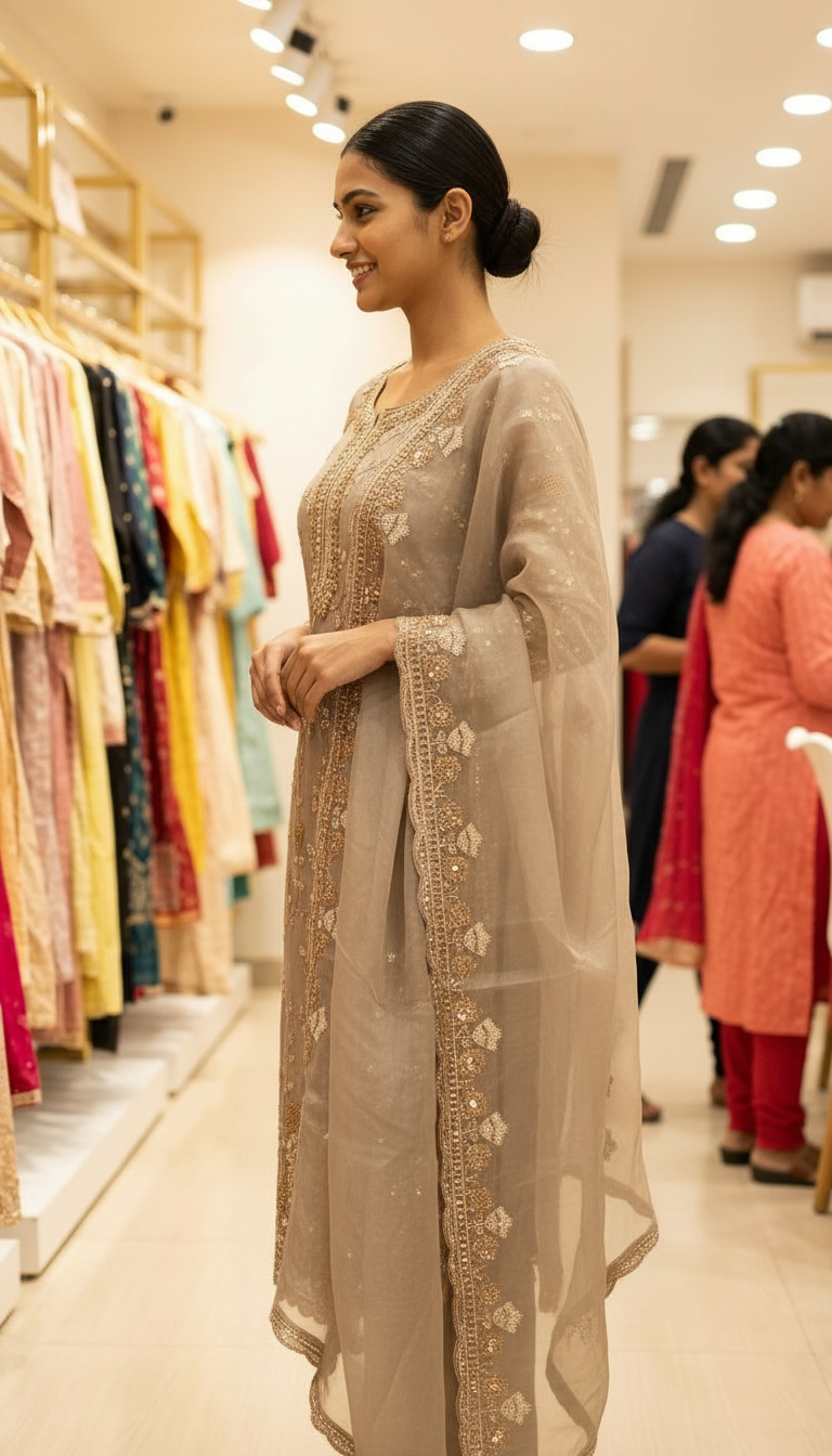 Heavy Embroidered Hand Work Crush Tissue Unstitched Suit - view 2