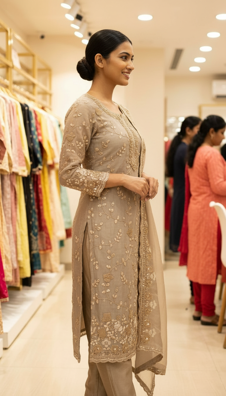 Heavy Embroidered Hand Work Crush Tissue Unstitched Suit - view 3