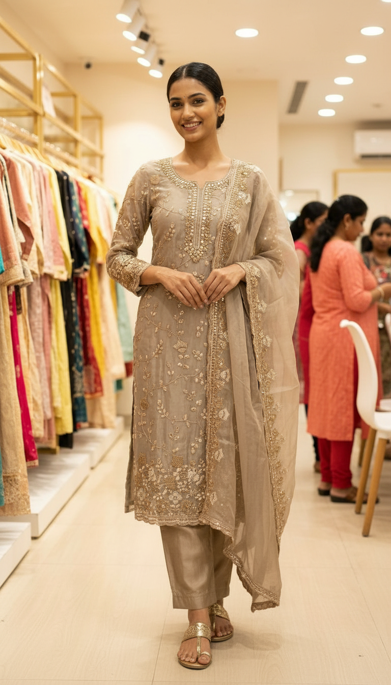 Heavy Embroidered Hand Work Crush Tissue Unstitched Suit - view 5