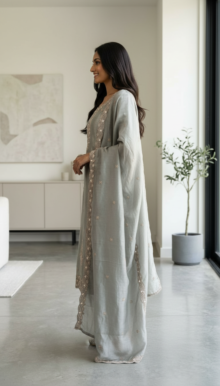 Hand Work Embroidered Tissue Silk Unstitched Suit - HC002627 view 2