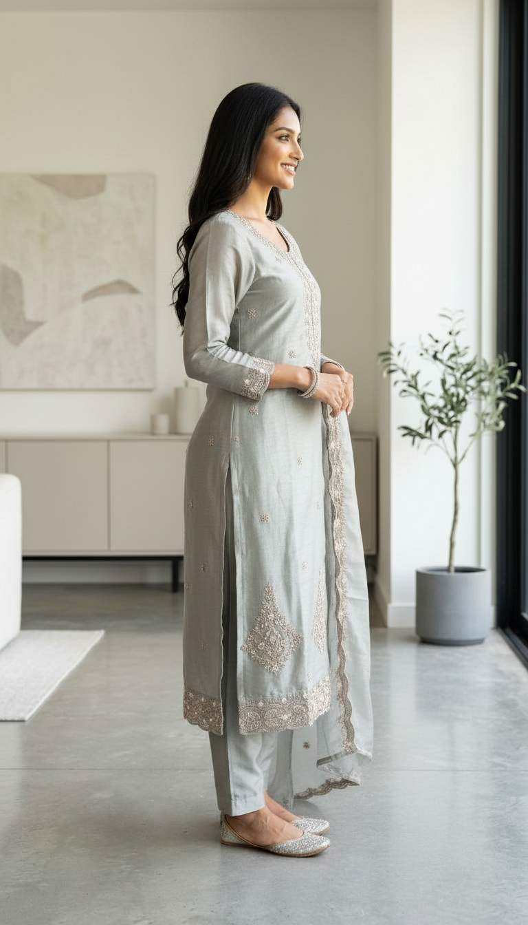 Hand Work Embroidered Tissue Silk Unstitched Suit - HC002627 view 3