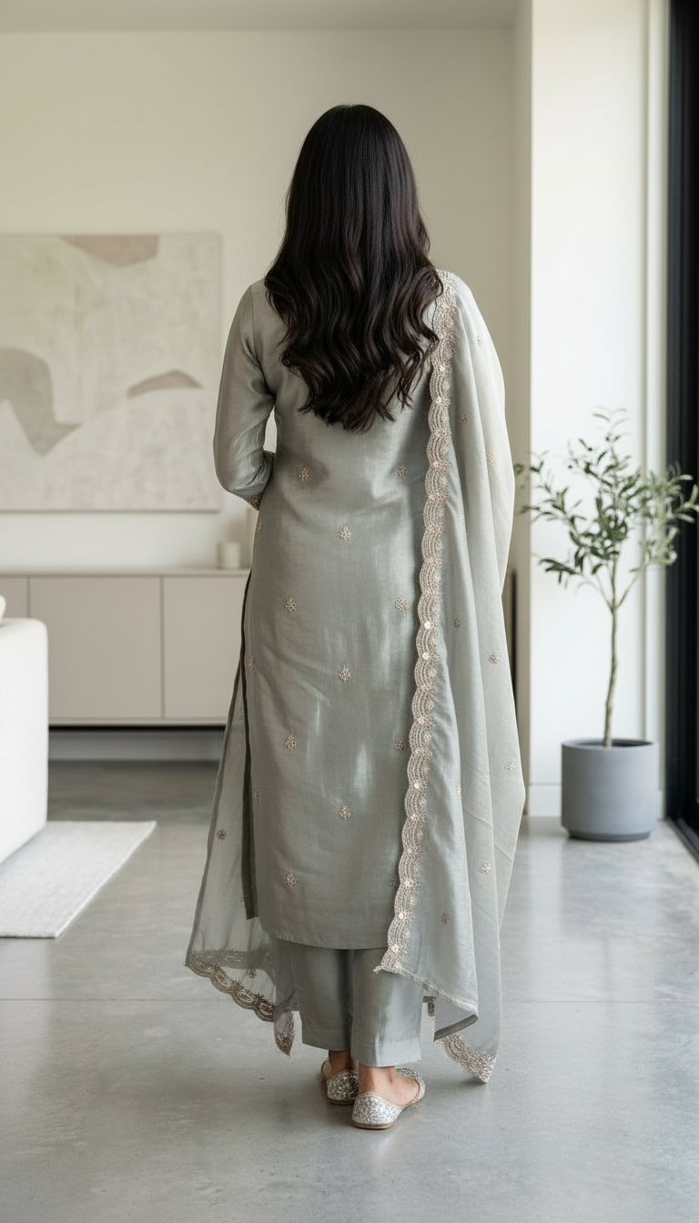 Hand Work Embroidered Tissue Silk Unstitched Suit - HC002627 view 6