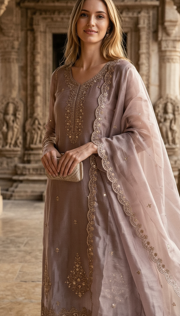 Hand Work Stylish Embroidered Tissue Silk Unstitched Suit - Purple / HC002627 view 4