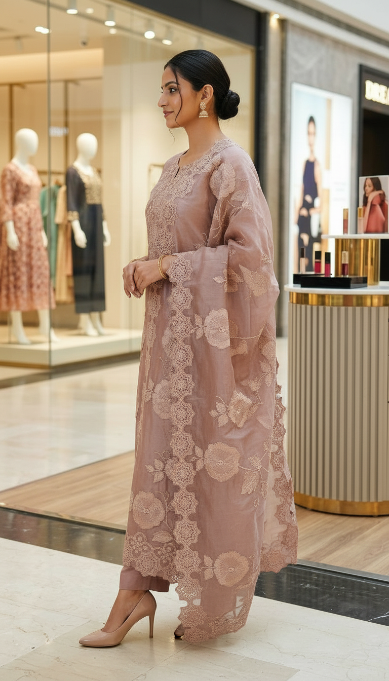 Elegant & Fancy Heavy Embroidered Tissue Silk Unstitched Suit - 089 - B / HC002634 view 2