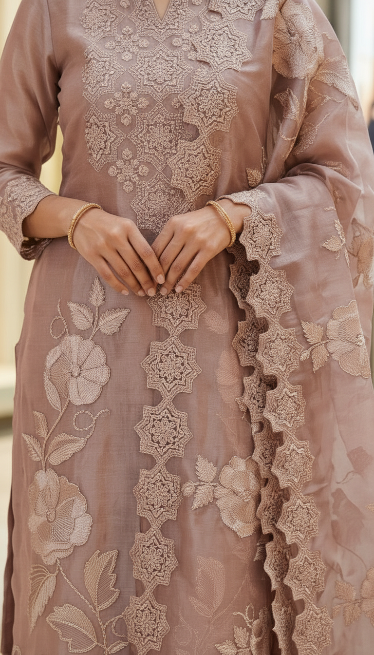 Elegant & Fancy Heavy Embroidered Tissue Silk Unstitched Suit - 089 - B / HC002634 view 4