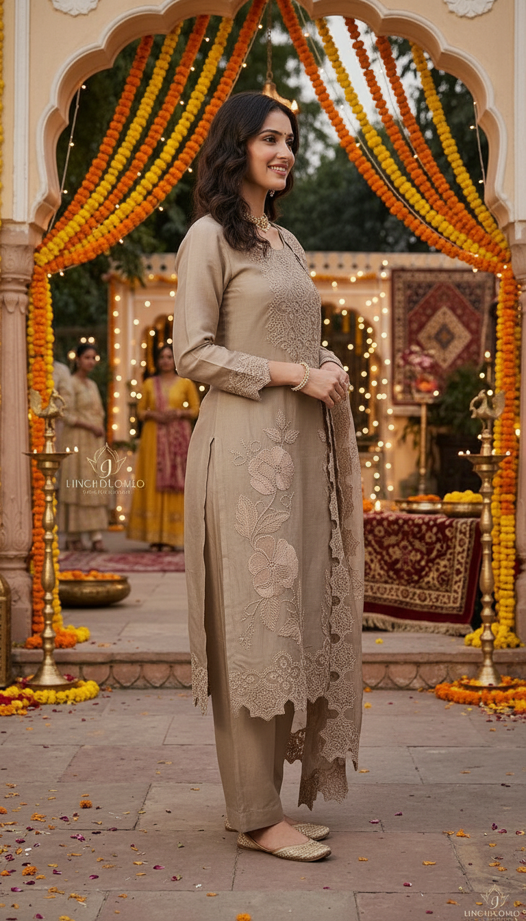 Stylish & Fancy Heavy Embroidered Cutwork Design Unstitched Suit - 089 - D / HC002634 view 3