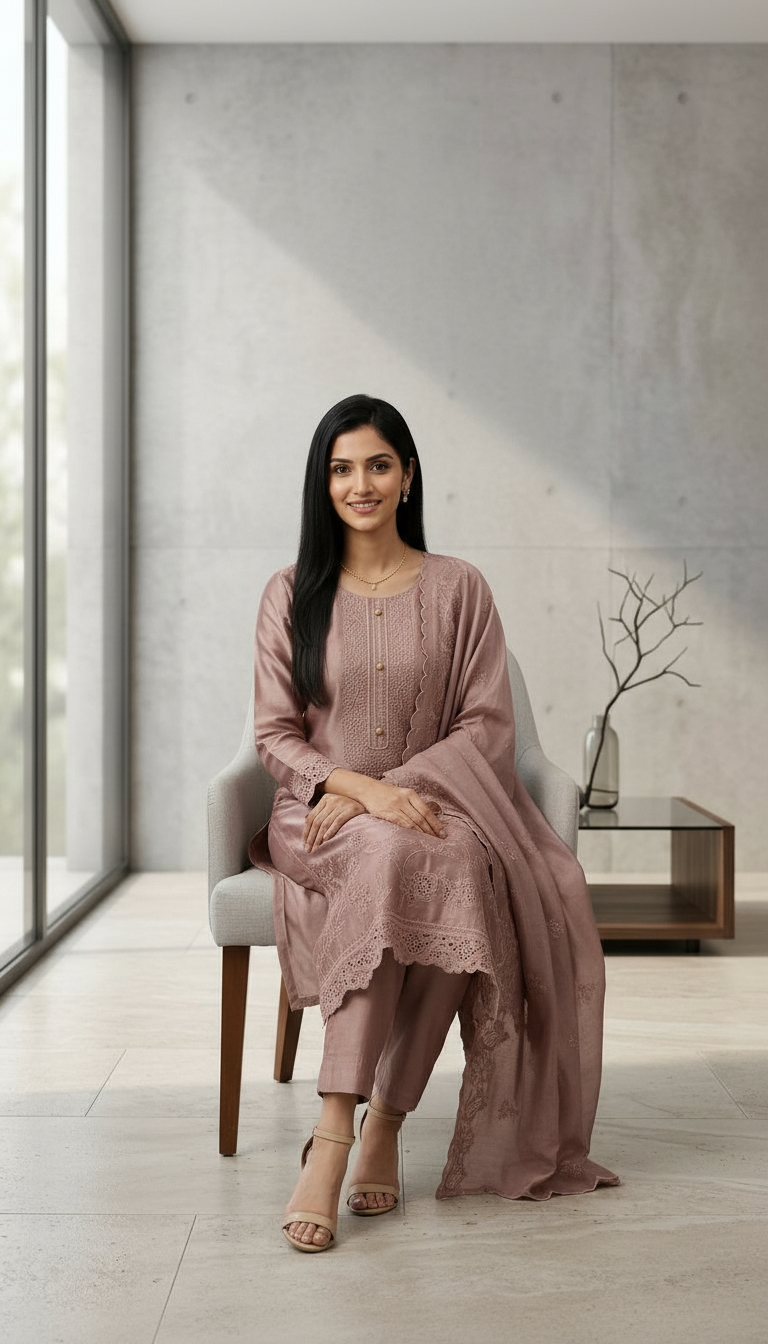 Heavy Stylish Embroidered Tissue Silk Unstitched Suit - Purple / HC002626 view 7