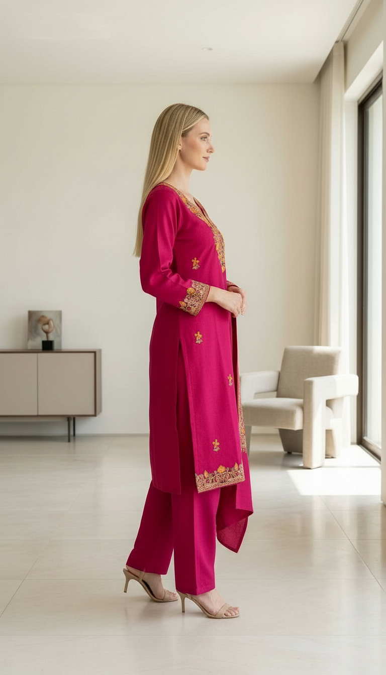 Fancy Pure Pashmina Woolen Embroidered Stitch Suit - Rani XL  HC002607 view 4