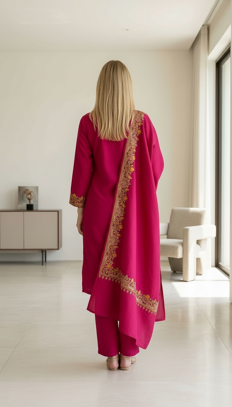 Fancy Pure Pashmina Woolen Embroidered Stitch Suit - Rani XL  HC002607 view 5