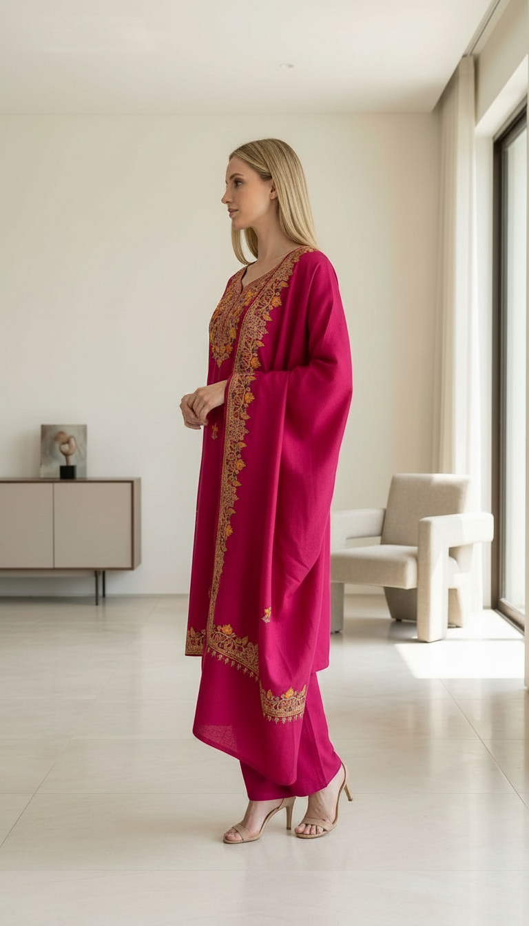 Fancy Pure Pashmina Woolen Embroidered Stitch Suit - Rani XL  HC002607 view 2