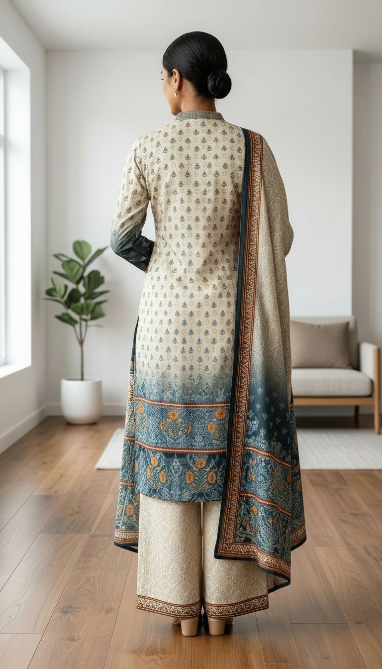 Pure Velvet Designer Woolen Printed Styllsh Stitche Suit   Green  / HC002609 view 5