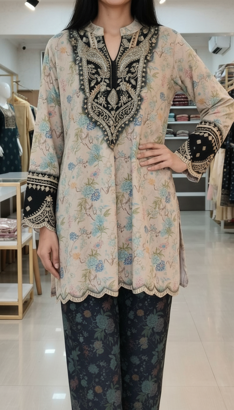 Woolen Printed Stitch Cord Set Suit - Dhaani / HC002616 view 6