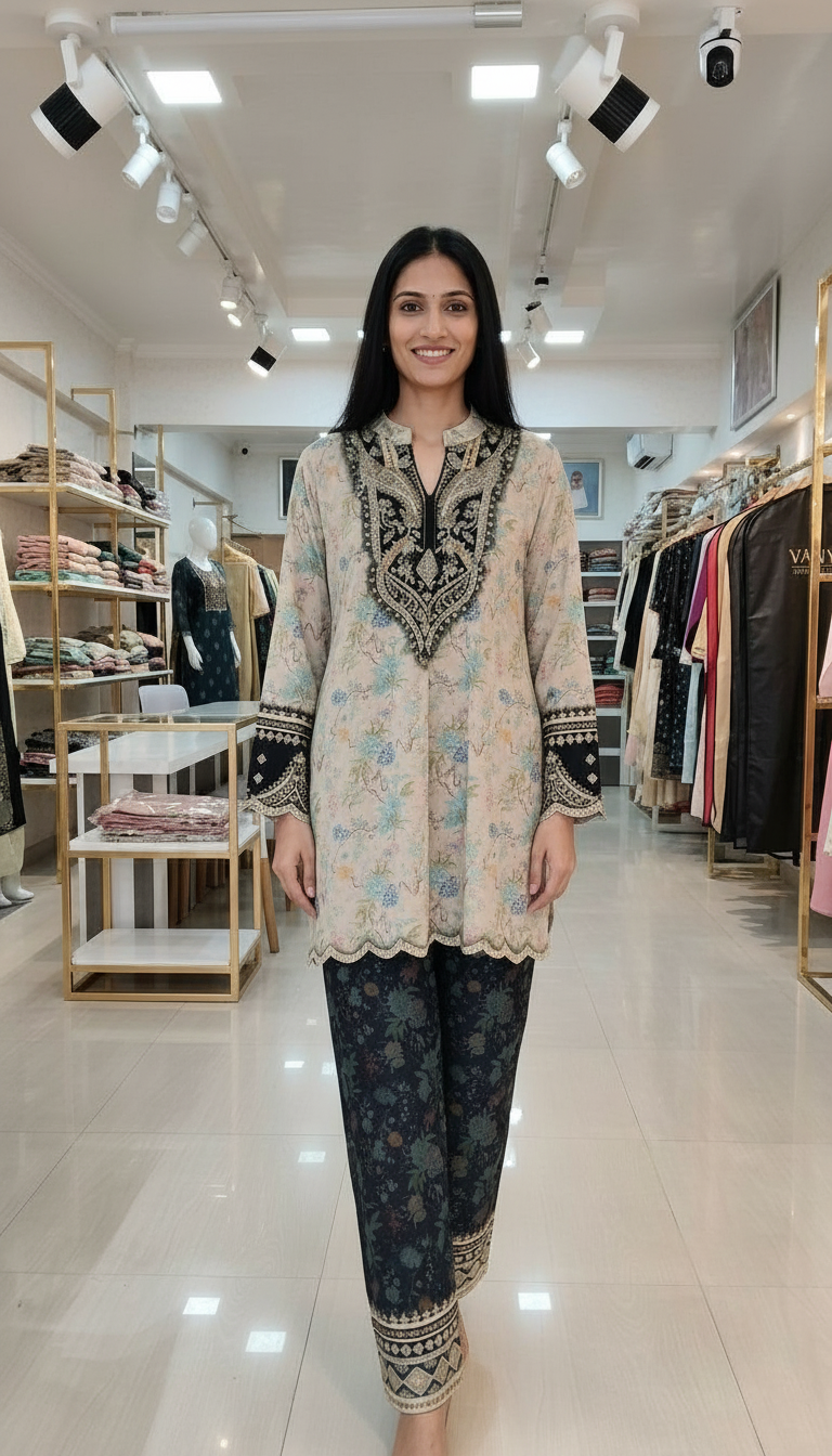 Woolen Printed Stitch Cord Set Suit - Dhaani / HC002616 view 3