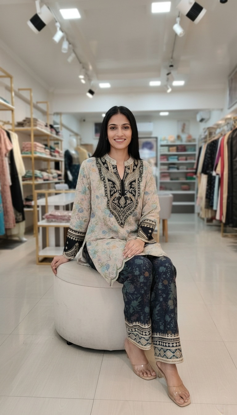 Woolen Printed Stitch Cord Set Suit - Dhaani / HC002616 view 8