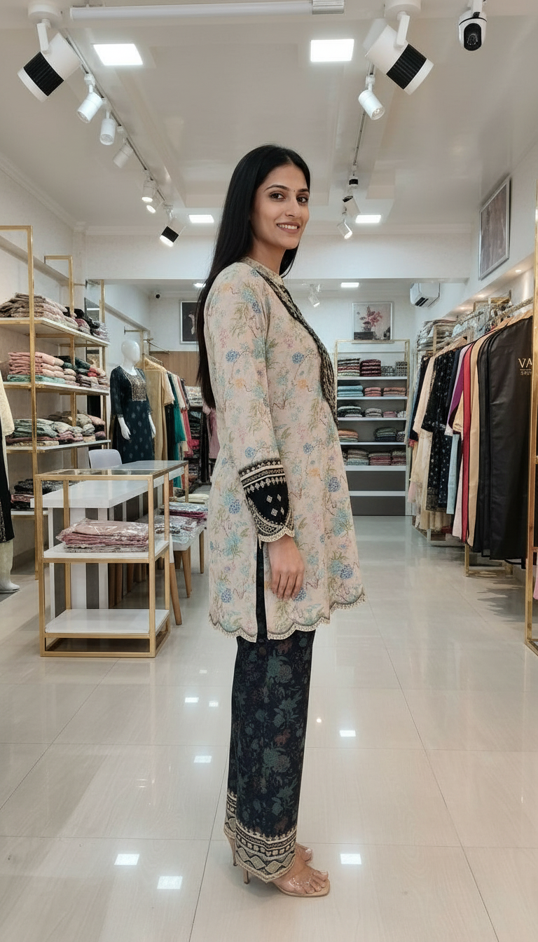 Woolen Printed Stitch Cord Set Suit - Dhaani / HC002616 view 4
