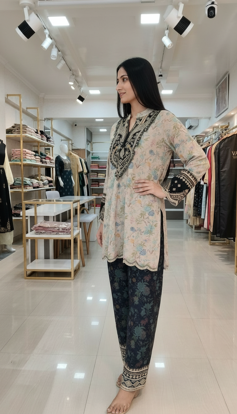 Woolen Printed Stitch Cord Set Suit - Dhaani / HC002616 view 2