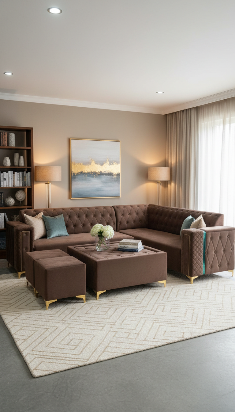 Tufted Sectional Sofa Set