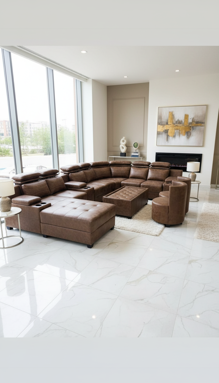 Luxurious Sectional Sofa Set Leather Look