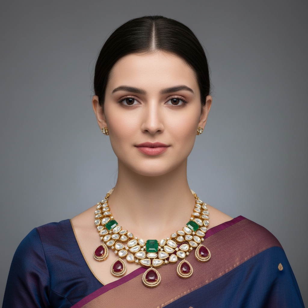 Luxurious Golden Necklace Set (925 Silver) view 2