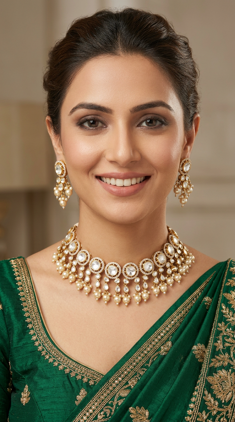 Stunning Traditional Choker Set (925 Silver) view 2