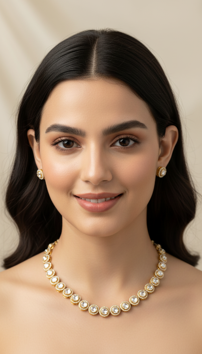 Elegant Minimalistic Polki Collection With 22k Gold Finish (925 Silver) view 2