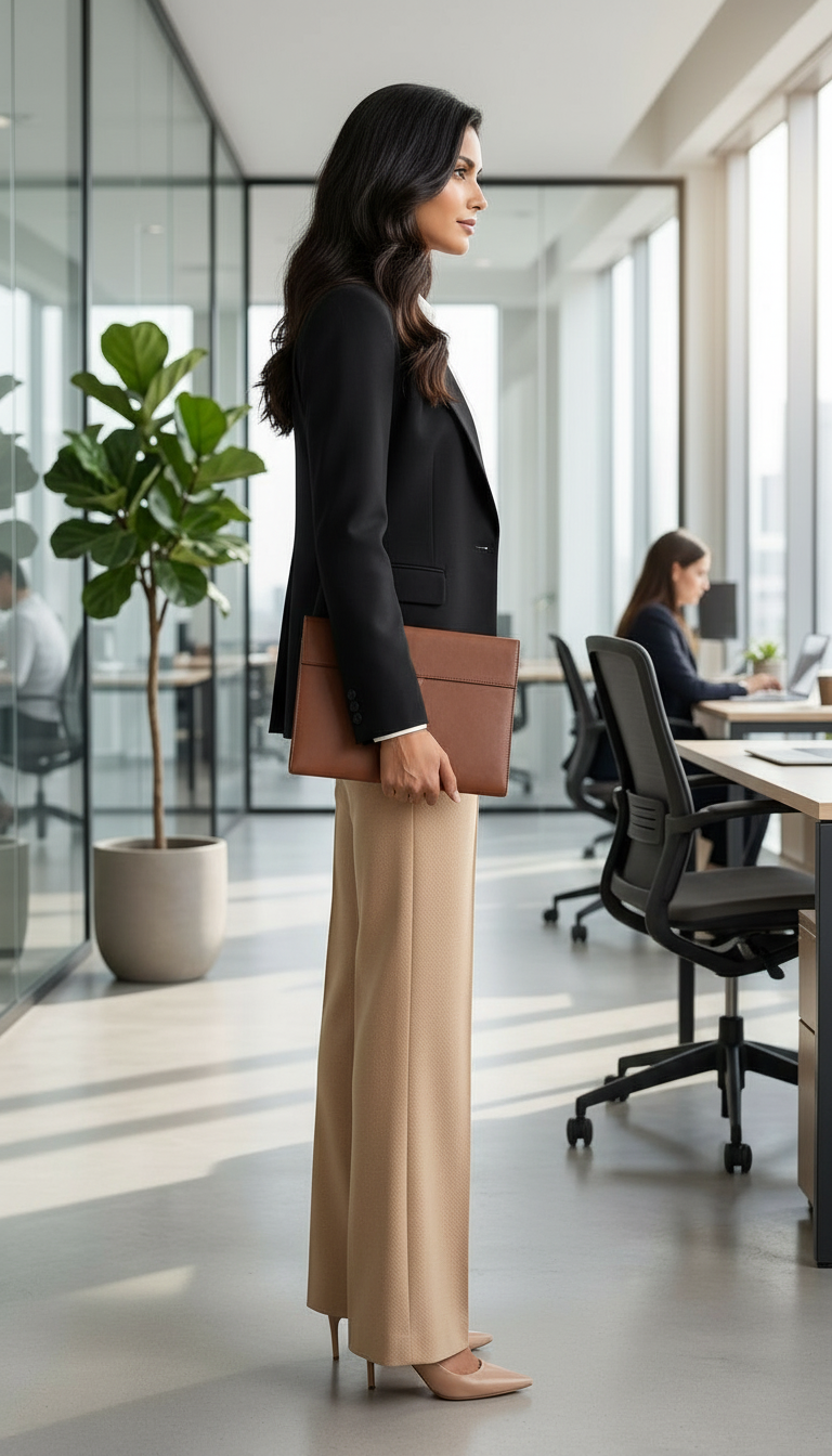 Tailored Wide-Leg Trousers view 3