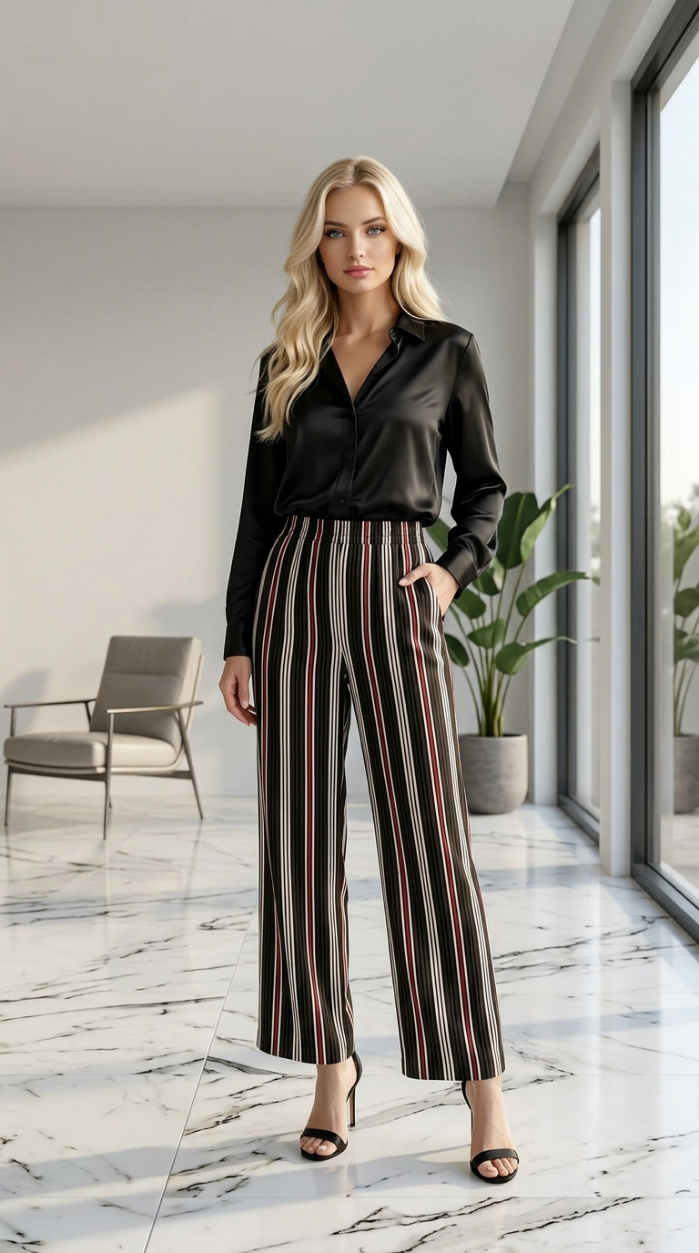 Striped Wide-Leg Pants