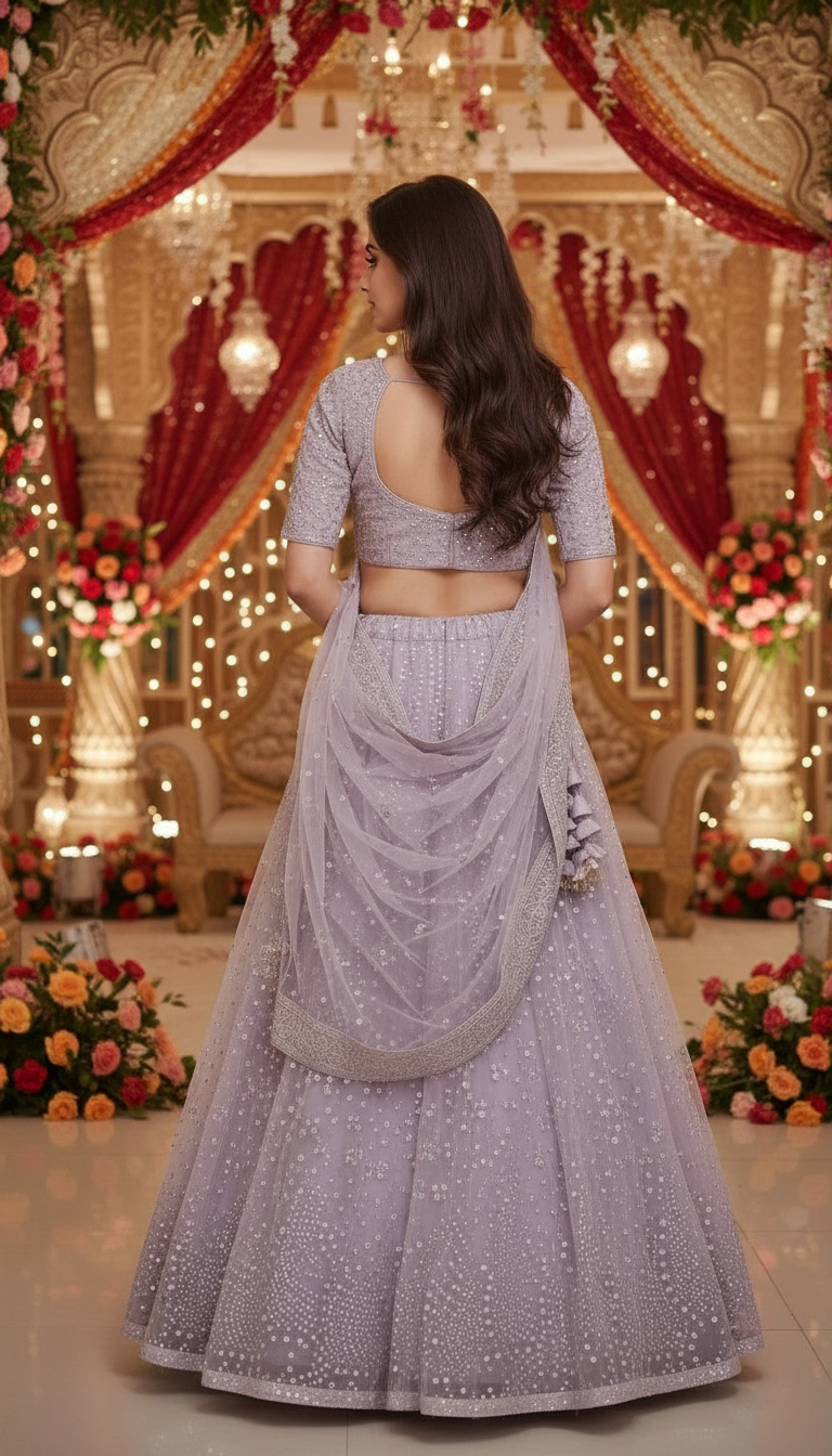 Embroidered Lehenga Set view 4