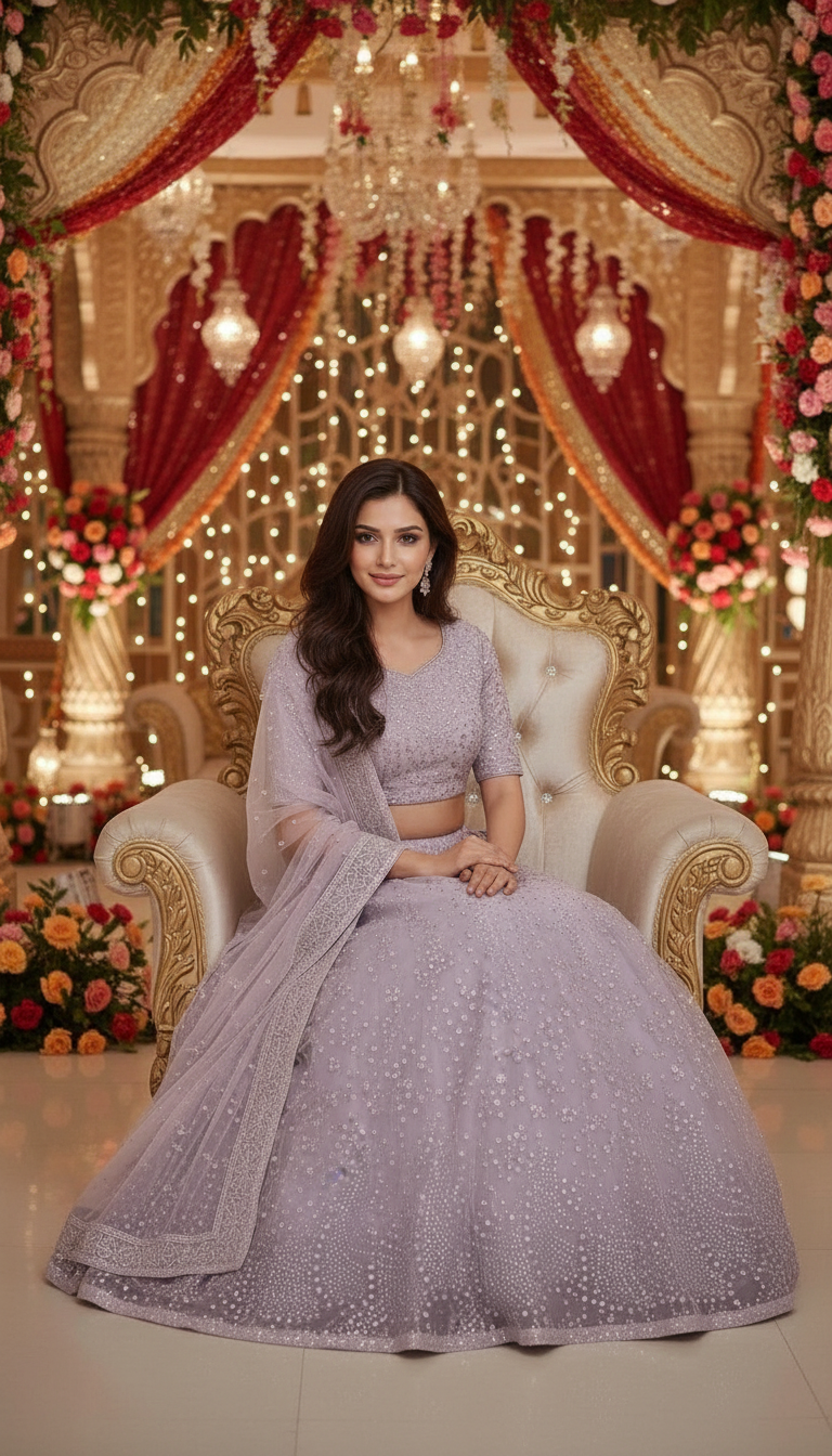 Embroidered Lehenga Set view 6