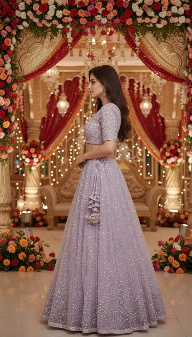 Embroidered Lehenga Set view 3