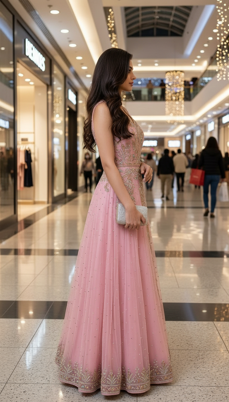 Embroidered Pink Gown view 2