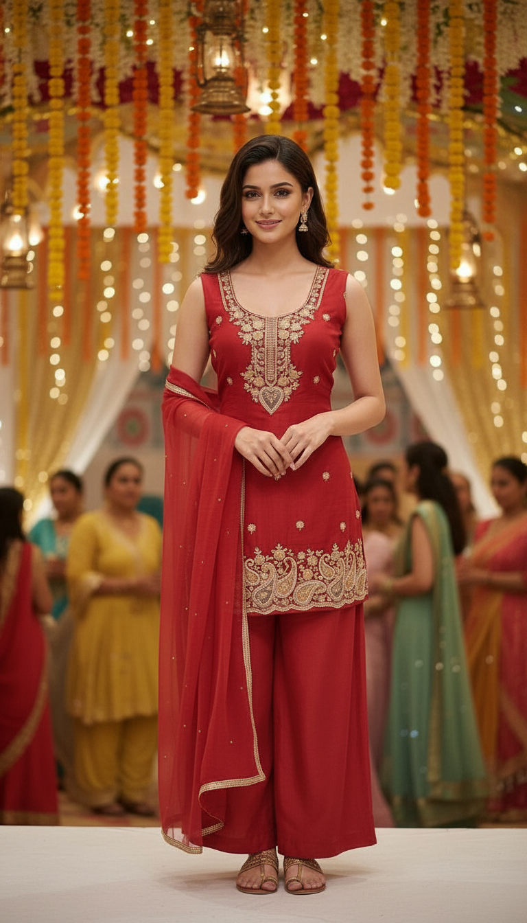 Embroidered Ethnic Kurta Set view 4