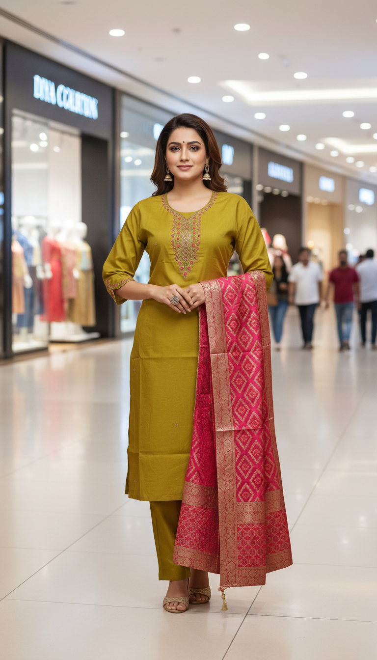 Elegant Kurta Set with Banarasi Dupatta view 6