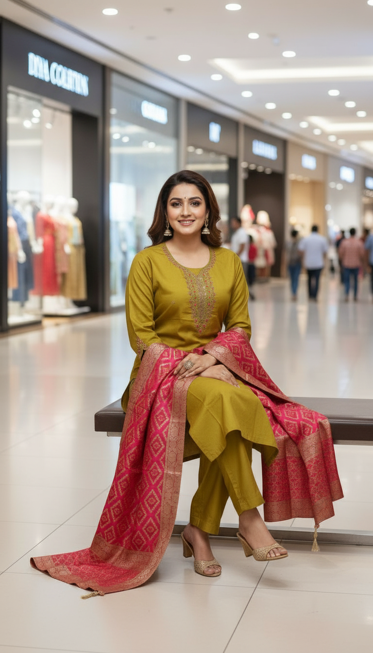 Elegant Kurta Set with Banarasi Dupatta view 5
