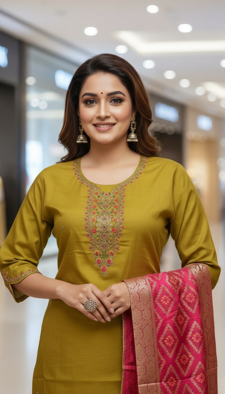 Elegant Kurta Set with Banarasi Dupatta view 2
