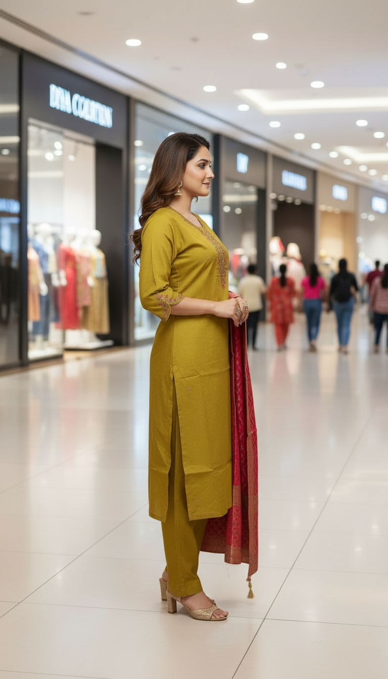 Elegant Kurta Set with Banarasi Dupatta view 3