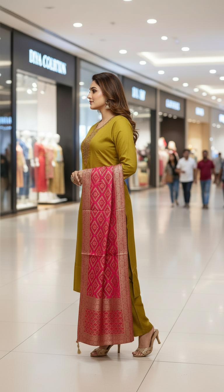 Elegant Kurta Set with Banarasi Dupatta view 4