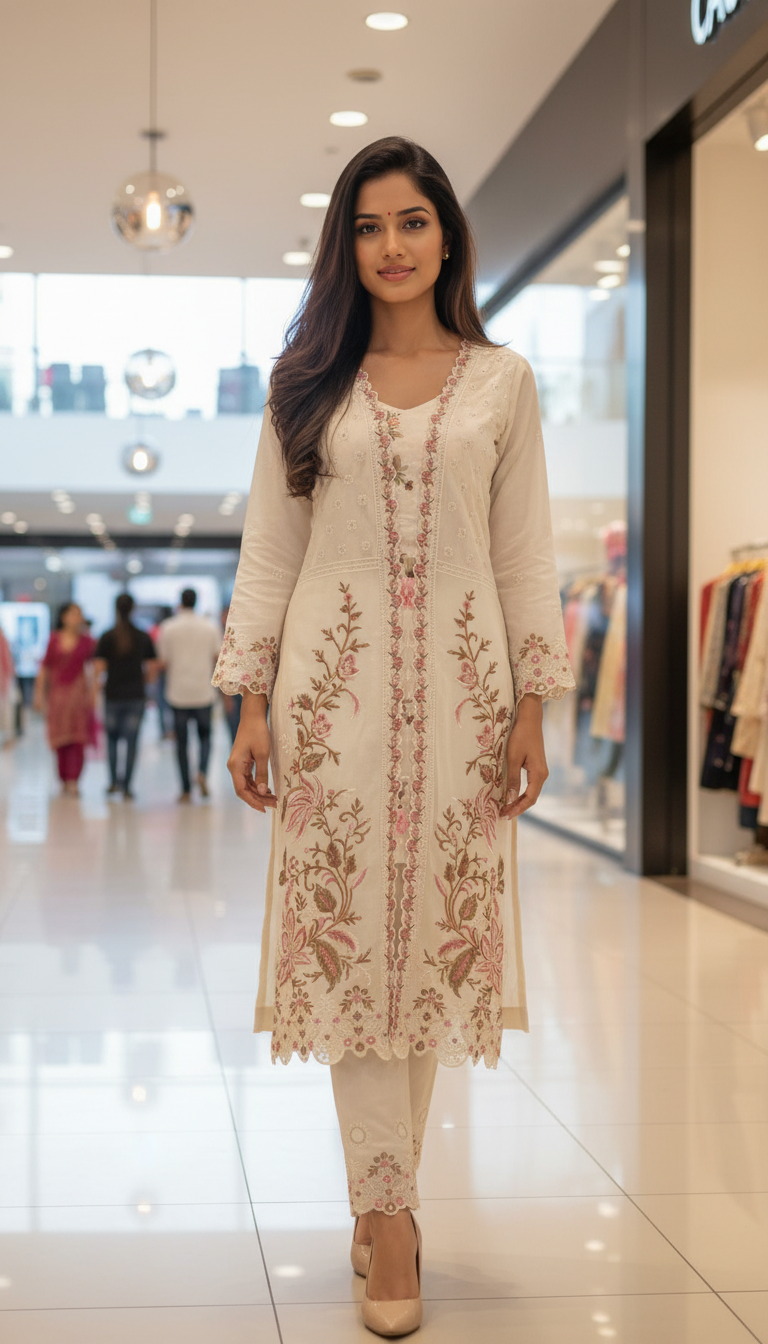 Embroidered Kurti Set