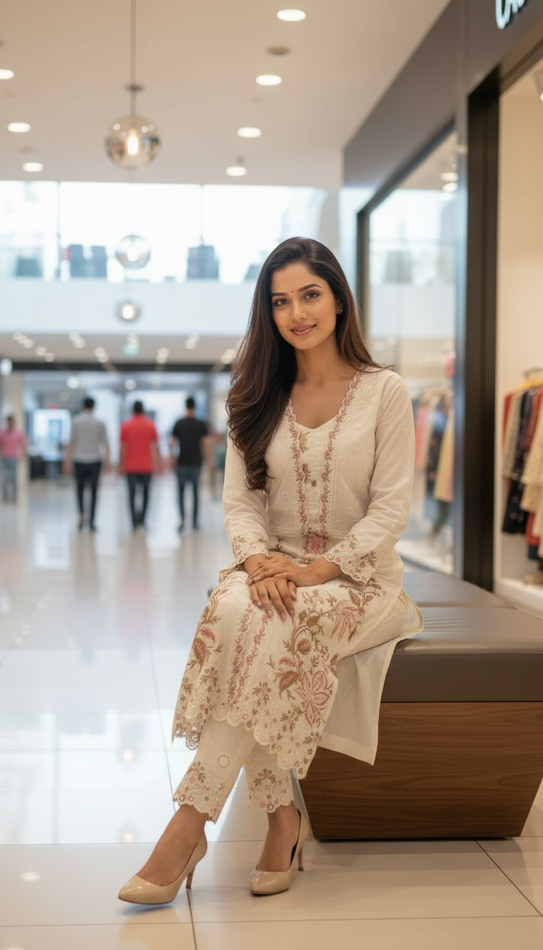 Embroidered Kurti Set view 5