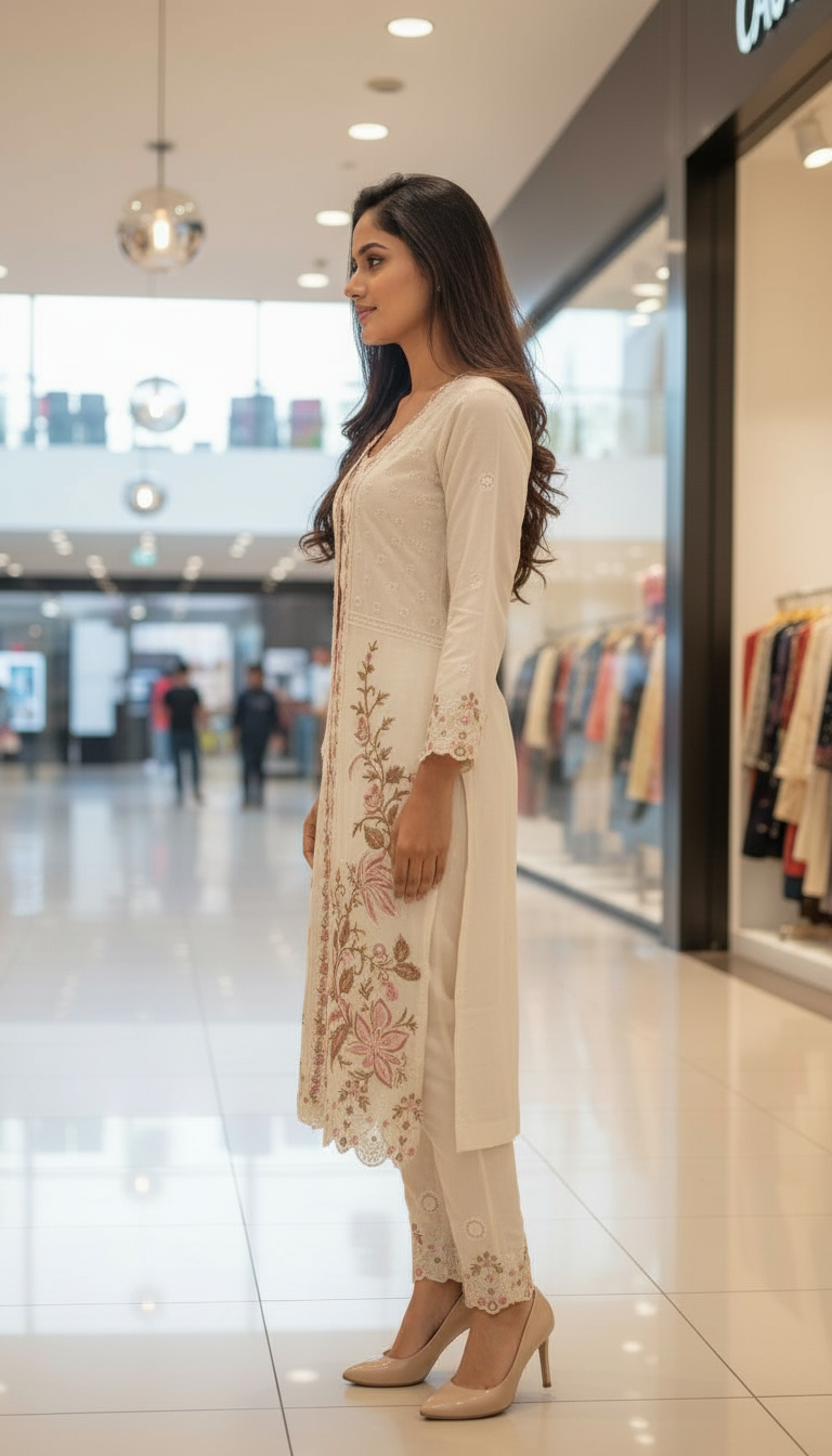 Embroidered Kurti Set view 3