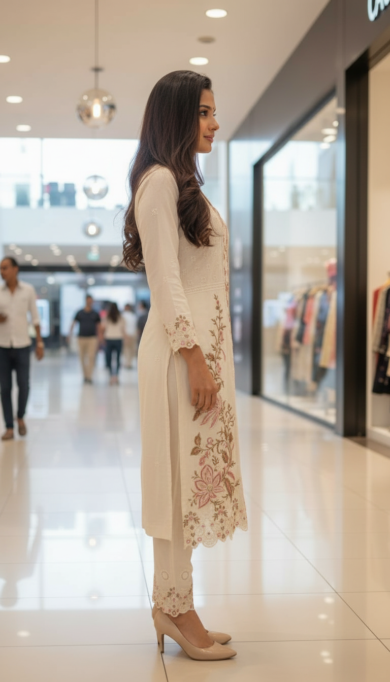 Embroidered Kurti Set view 2