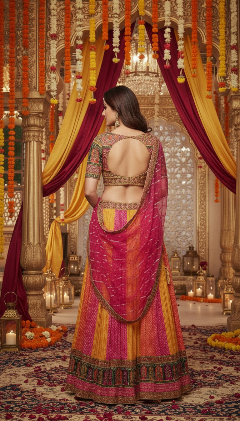 Embroidered Lehenga Choli Set view 3