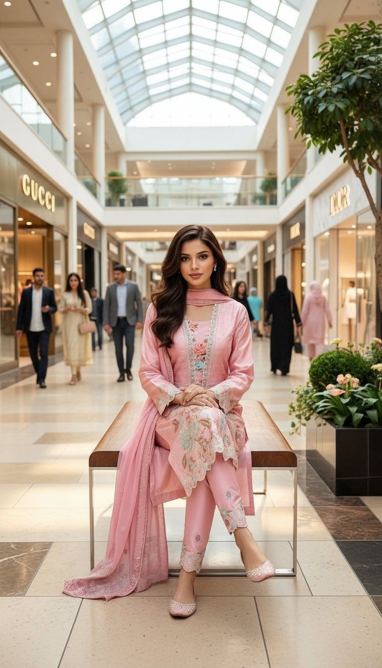 Embroidered Pink Salwar Kameez