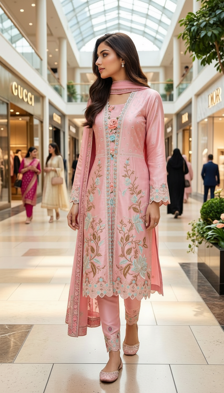 Embroidered Pink Salwar Kameez view 4